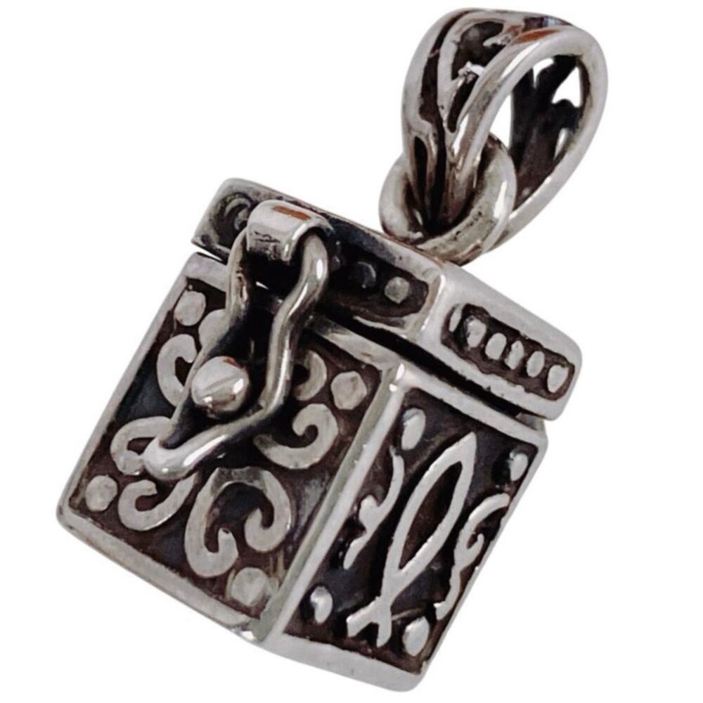 Sterling Silver Prayer Box Christian Scripture Pendant Locket 925 Vintage 5.2g